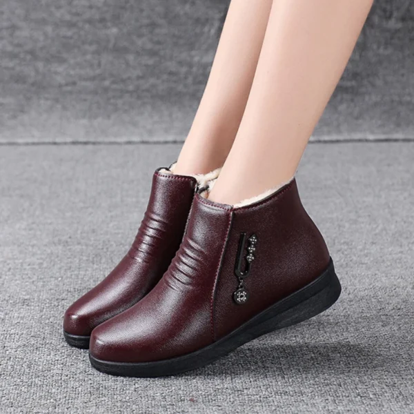 2025 Winter Women's Leather Boots – Warm, Waterproof, Plush, Non-Slip Ankle Snow Boots - Image 17