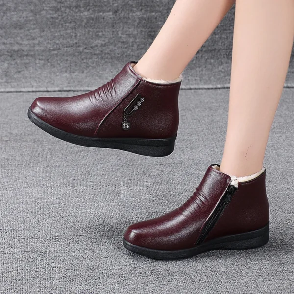 2025 Winter Women's Leather Boots – Warm, Waterproof, Plush, Non-Slip Ankle Snow Boots - Image 4