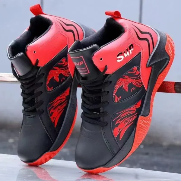 PU Leather Men’s Lace-Up Basketball Shoes – Non-Slip, Breathable, Wear-Resistant Sneakers - Image 9