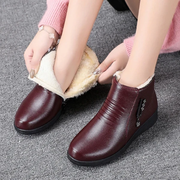 2025 Winter Women's Leather Boots – Warm, Waterproof, Plush, Non-Slip Ankle Snow Boots - Image 18