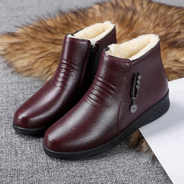 2025 Winter Women's Leather Boots – Warm, Waterproof, Plush, Non-Slip Ankle Snow Boots - Image 8