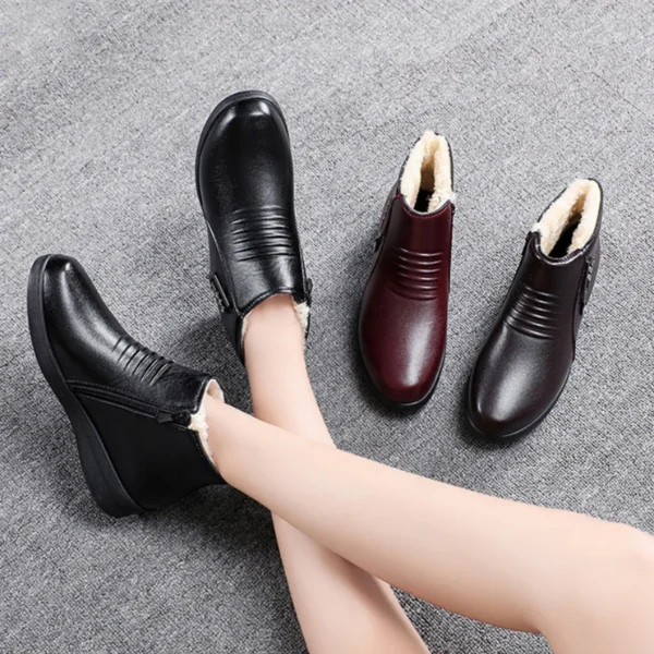 2025 Winter Women's Leather Boots – Warm, Waterproof, Plush, Non-Slip Ankle Snow Boots - Image 15